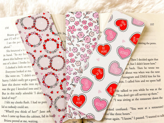 Valentine's Day Hearts & Flowers Bookmark Collection | Valentine's Day Bookmark | Gift for Reader | Hearts Bookmark | Floral Bookmark
