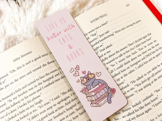 Books & Cat Valentine's Bookmark | Valentine's Day Bookmark | Gift for Reader | Cats Bookmark