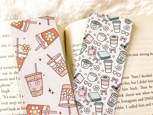 Books & Coffee Bookmark Collection | Valentine's Day Bookmark | Gift for Reader | Coffee Bookmark | Bookish Bookmark