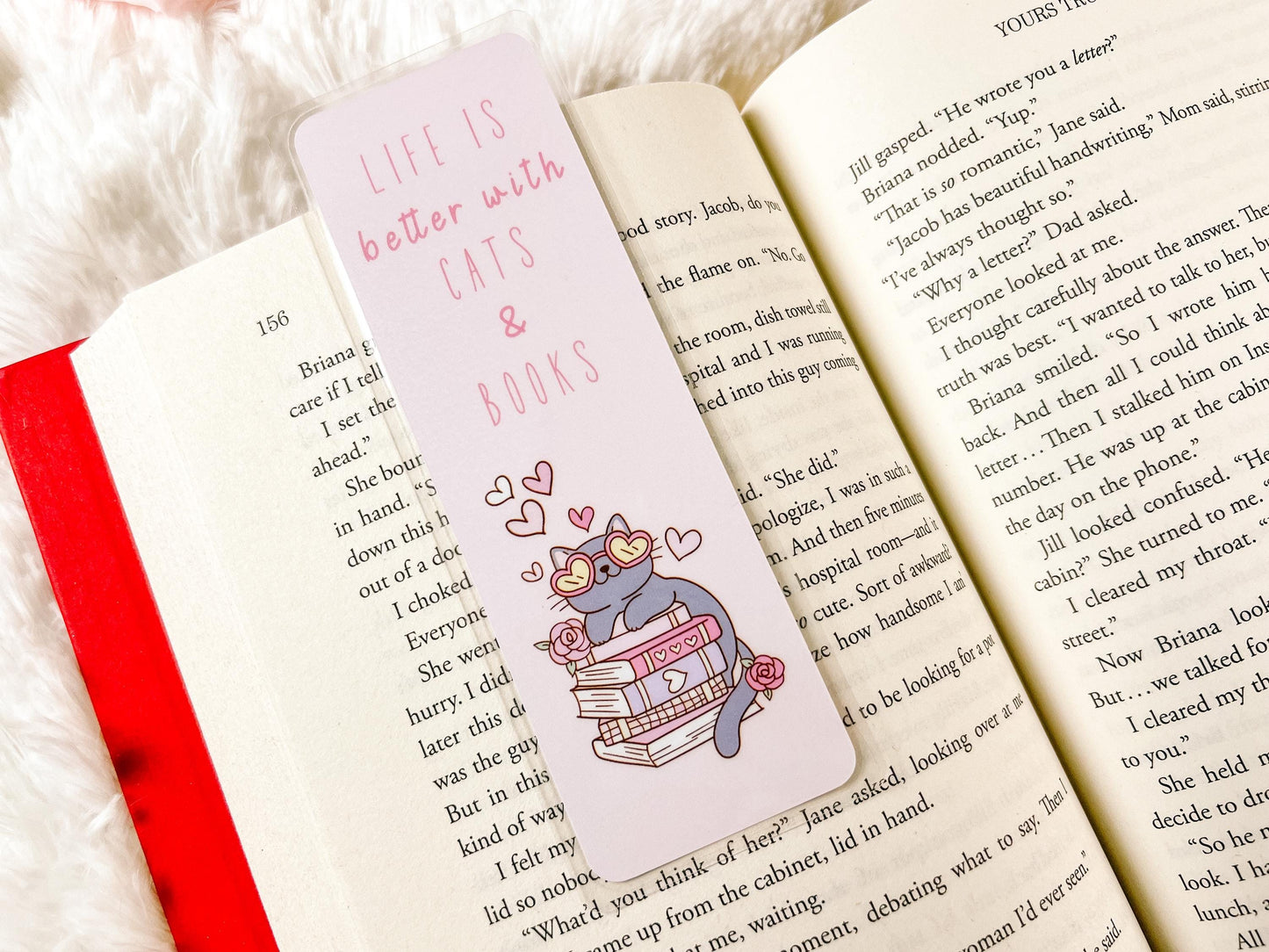 Books & Cat Valentine's Bookmark | Valentine's Day Bookmark | Gift for Reader | Cats Bookmark