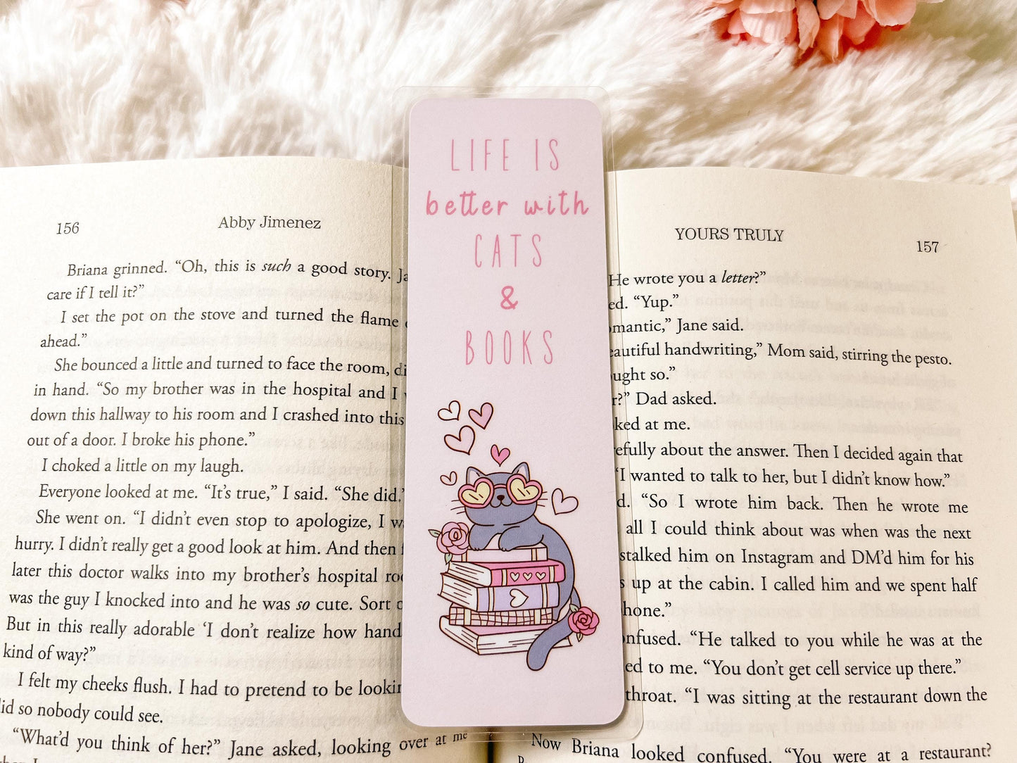 Books & Cat Valentine's Bookmark | Valentine's Day Bookmark | Gift for Reader | Cats Bookmark