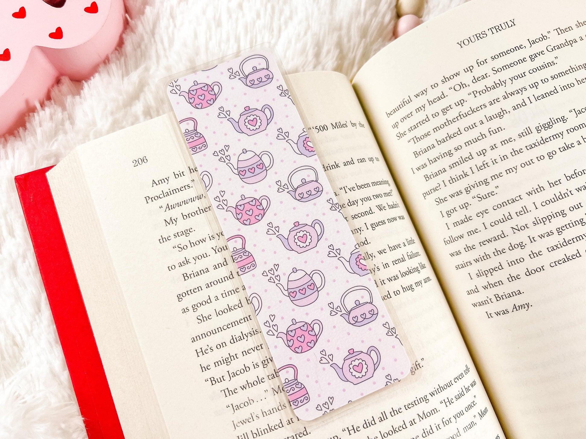 Tea and Hearts Valentine's Bookmark | Valentine's Day Bookmark | Love Bookmark | Heart Bookmark | Bookworm Gift | Book Lover