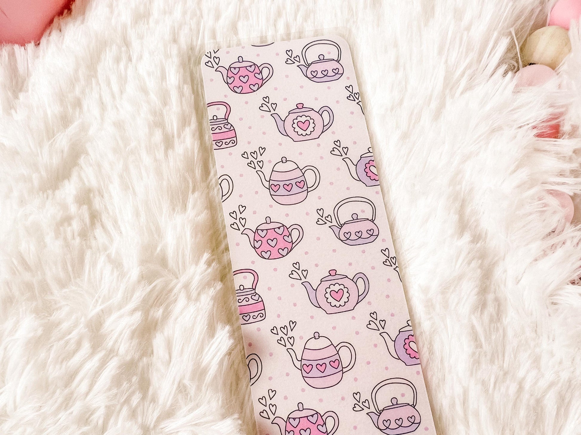 Tea and Hearts Valentine's Bookmark | Valentine's Day Bookmark | Love Bookmark | Heart Bookmark | Bookworm Gift | Book Lover