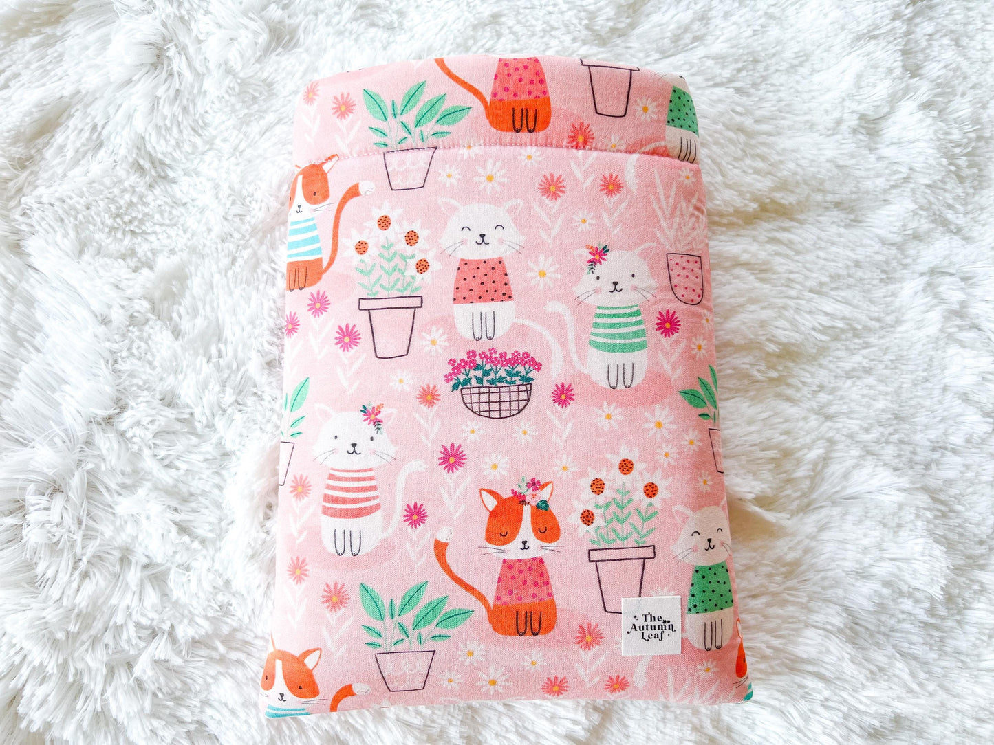 Summer Cats and Plants Book Cover | Padded Book Cover | Book Holder | Book Pouch | Book Protector | Book Lover Gift | Cat Lover Gift