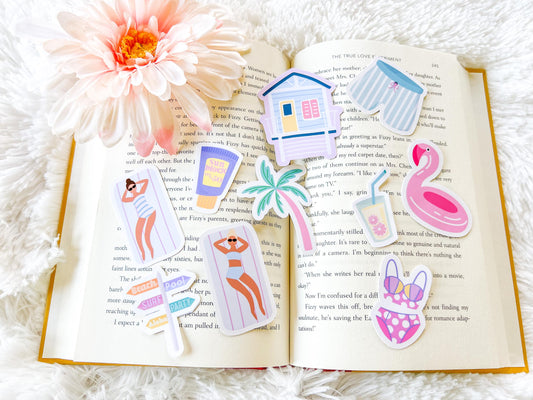 The Beach Hut Cabana Collection Summer Beach Day Stickers | Beach Sticker | Summer Sticker | Gift For Reader | Bookworm Gift