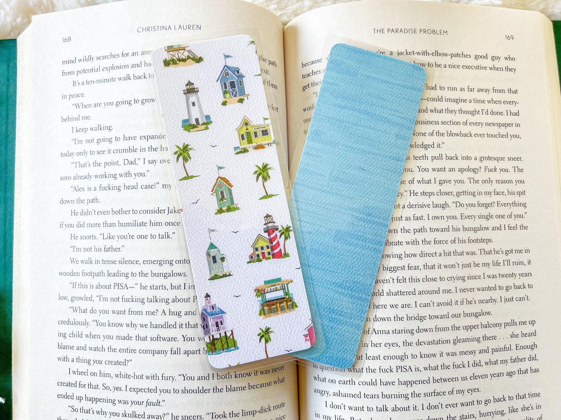 Lighthouses & Beach Huts Bookmark | Summer Bookmark | Lighthouse Bookmark | Bookworm Gift | Gift for Reader | Beach Bookmark