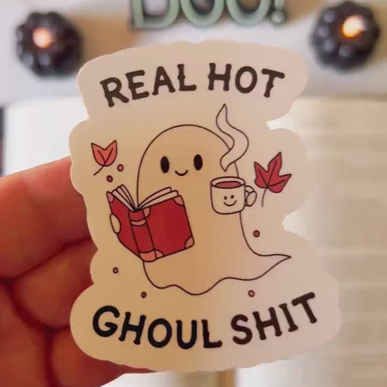 Hot Ghoul Reading Halloween Sticker