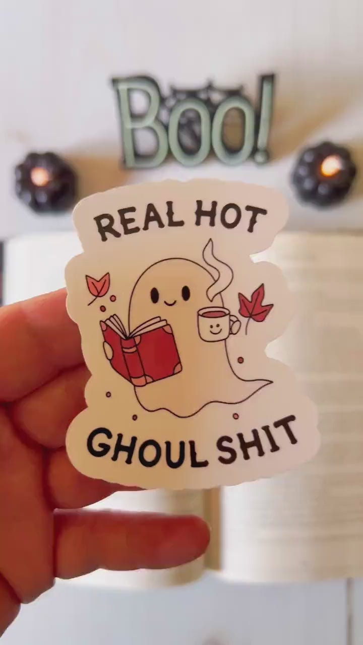Hot Ghoul Reading Halloween Sticker