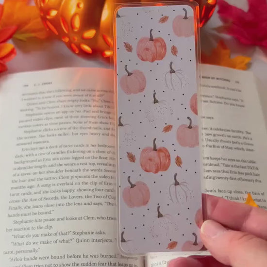 White & Orange Pumpkins Fall Bookmark | Autumn Bookmark | Bookworm Gift | Gift for Reader