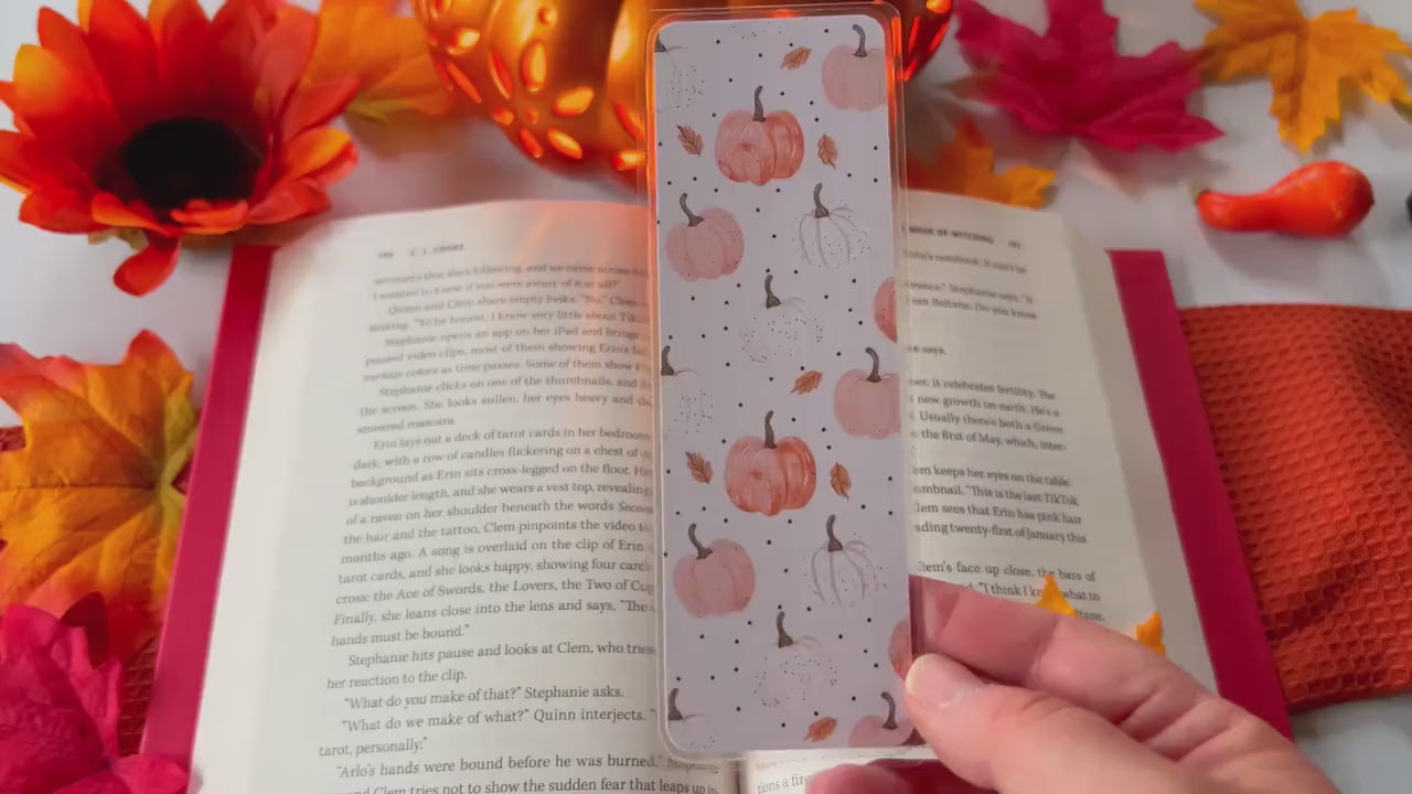 White & Orange Pumpkins Fall Bookmark | Autumn Bookmark | Bookworm Gift | Gift for Reader