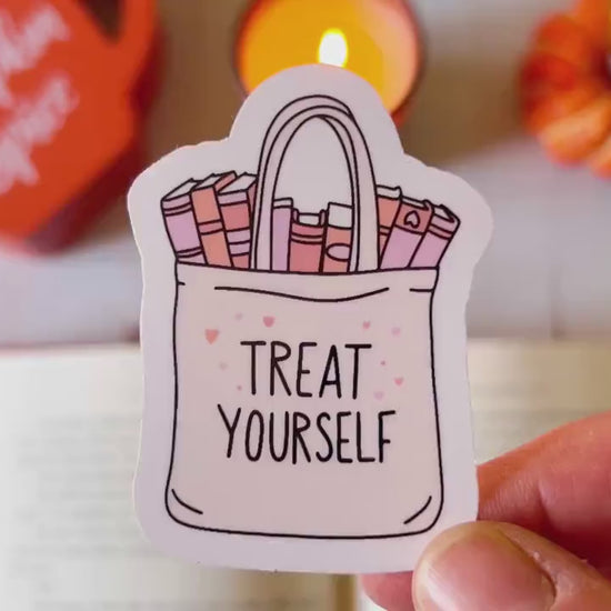 Treat Yourself Book Shopping Fall Vinyl Sticker