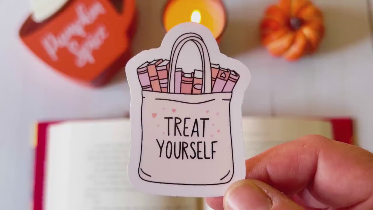 Treat Yourself Book Shopping Fall Vinyl Sticker