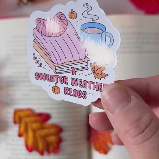 Sweater Weather Reads Fall Books Sticker