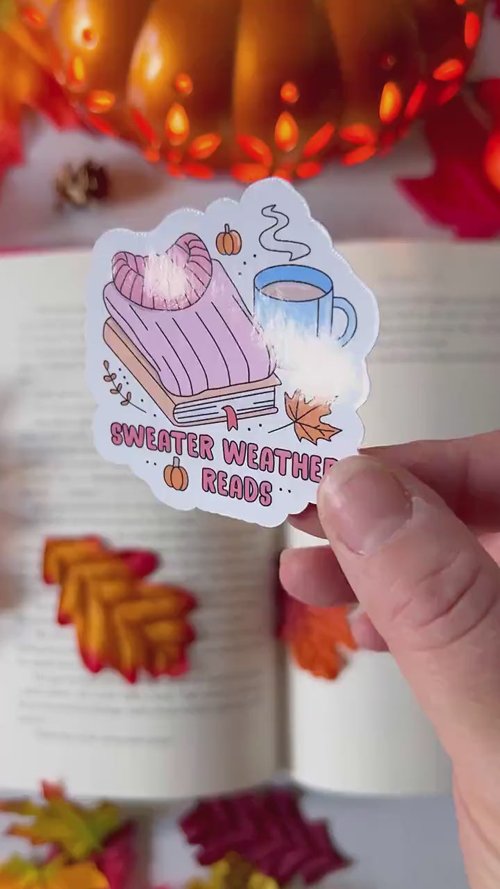Sweater Weather Reads Fall Books Sticker