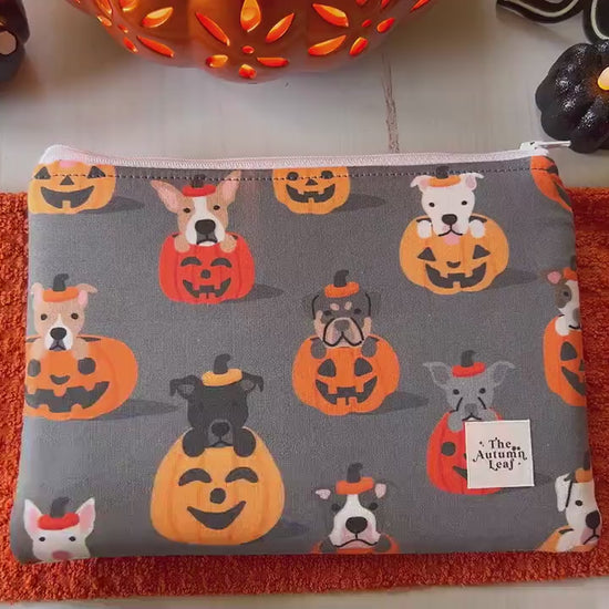 Dogs in Pumpkins Halloween Zippered E-Reader Pouch Case