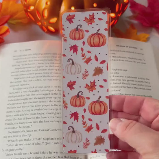 Fall Pumpkins & Leaves Bookmark | Autumn Bookmark | Bookworm Gift | Gift for Reader