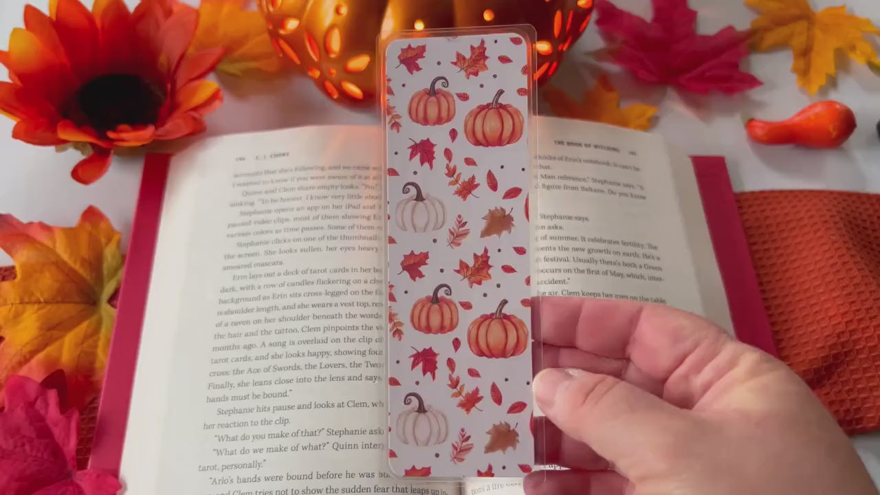 Fall Pumpkins & Leaves Bookmark | Autumn Bookmark | Bookworm Gift | Gift for Reader