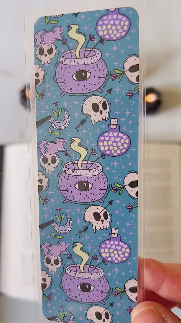 Cauldron and Skulls Witch Halloween Bookmark