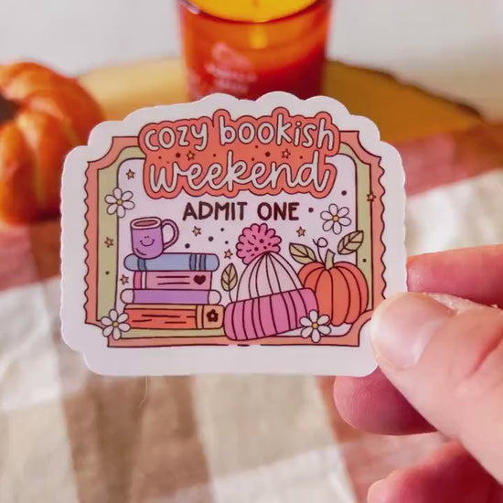 Cozy Bookish Weekend Fall Vinyl Sticker
