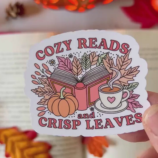 Cozy Reads and Crisp Leaves Autumn Books Fall Sticker