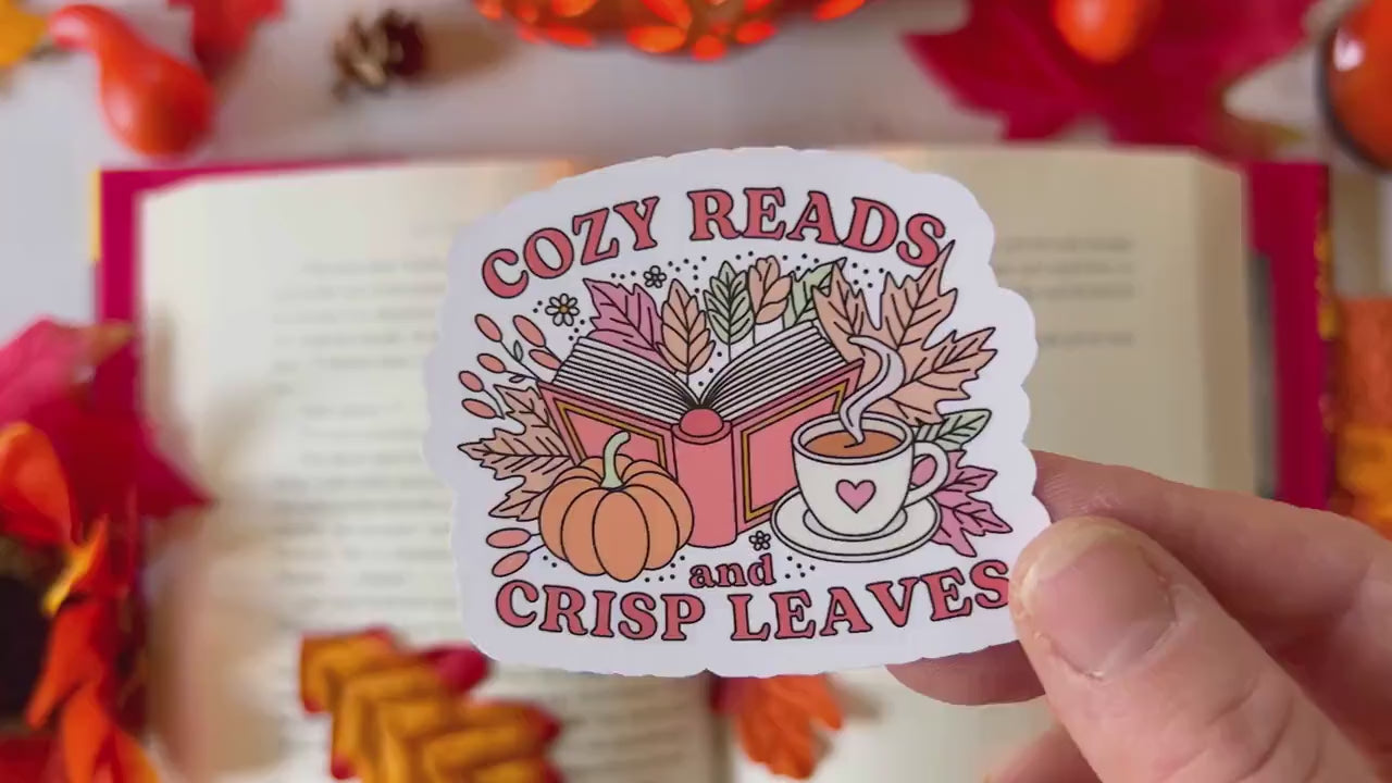 Cozy Reads and Crisp Leaves Autumn Books Fall Sticker