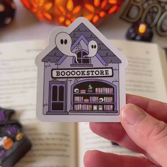 Haunted Bookstore Ghosts Halloween Books Sticker