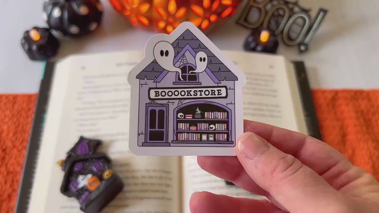 Haunted Bookstore Ghosts Halloween Books Sticker